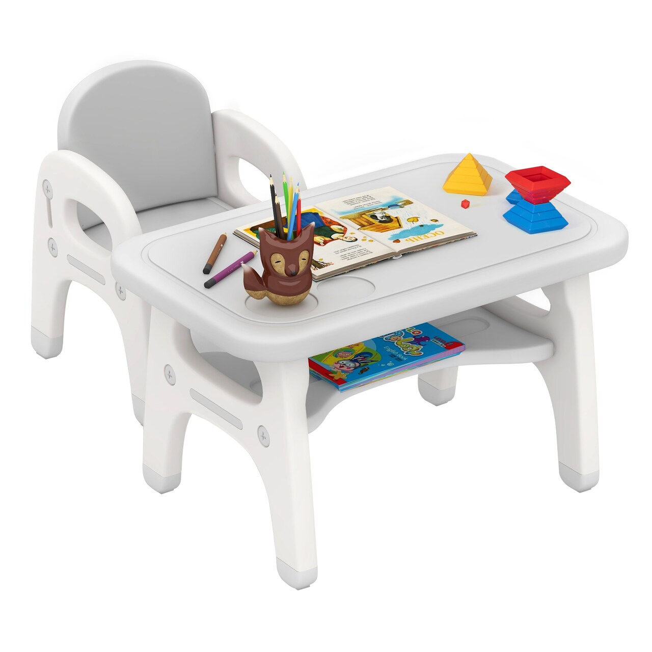 Dinosaur Themed Kids Activity Table and Chair with Storage and Ergonomic Design